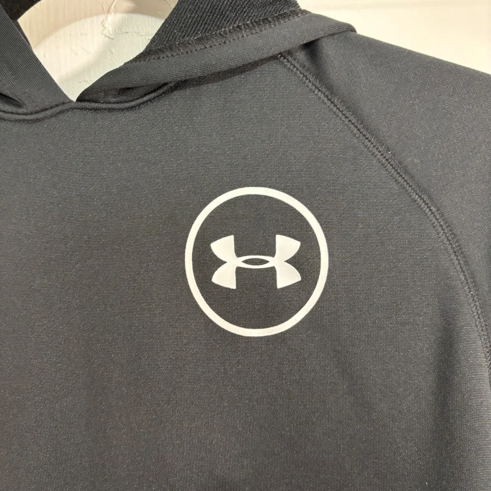 Under‎ Armour Boys Youth Large Black Gray Performance Fleece Hoodie Sweatshirt